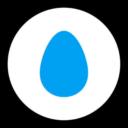 Egg icon from Primitive Round Buttons OverColor Set. This round flat button is drawn with blue and white colors on a black background.の写真素材