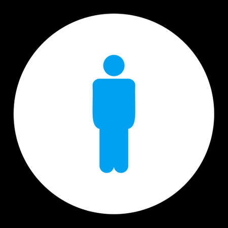 Man icon from Primitive Round Buttons OverColor Set. This round flat button is drawn with blue and white colors on a black background.の写真素材