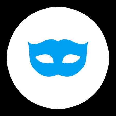 Privacy Mask icon from Primitive Round Buttons OverColor Set. This round flat button is drawn with blue and white colors on a black background.の写真素材