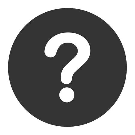 Question icon from Primitive Round Buttons OverColor Set. This round flat button is drawn with white and gray colors on a white background.のイラスト素材