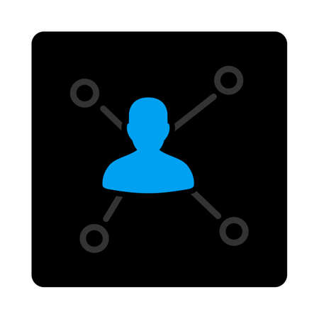 Relations icon. Vector style is bicolor flat symbol, gray and light blue colors, black rounded square button, white background.のイラスト素材