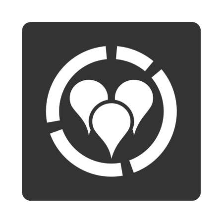 Geo diagram icon. Glyph style is white and gray colors, flat rounded square button on a white background.の写真素材