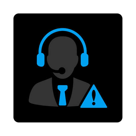 Emergency service icon. Vector style is bicolor flat symbol, gray and light blue colors, black rounded square button, white background.のイラスト素材