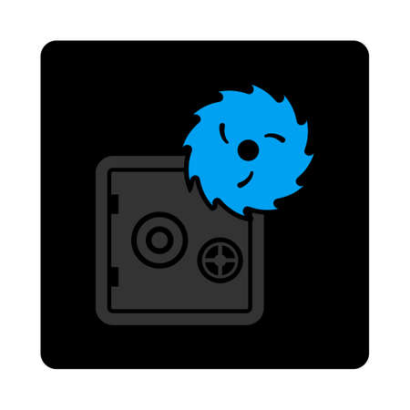 Hacking theft icon. Vector style is bicolor flat symbol, gray and light blue colors, black rounded square button, white background.のイラスト素材