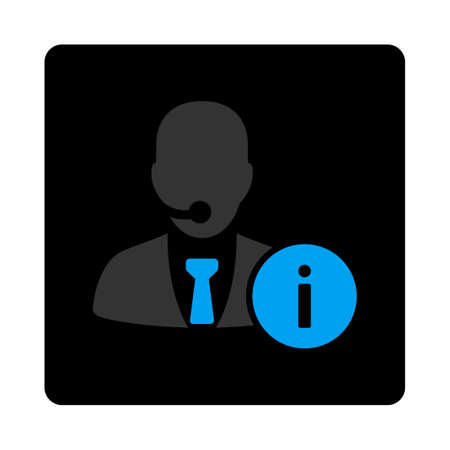 Help desk icon. Vector style is bicolor flat symbol, gray and light blue colors, black rounded square button, white background.のイラスト素材