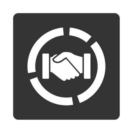 Acquisition diagram icon. Glyph style is white and gray colors, flat rounded square button on a white background.の写真素材