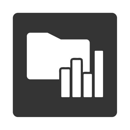 Charts Folder icon. This flat rounded square button uses white and gray colors and isolated on a white background.の写真素材