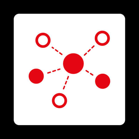 Virtiual links icon. This flat rounded square button uses red and white colors and isolated on a black background.のイラスト素材