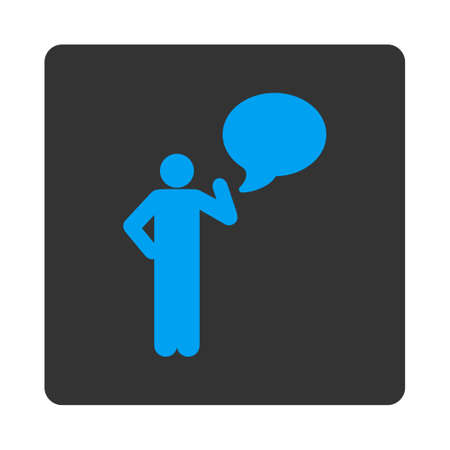 Idea icon. This flat rounded square button uses white and gray colors and isolated on a white background.の写真素材