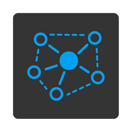 Molecule links icon. This flat rounded square button uses white and gray colors and isolated on a white background.の写真素材
