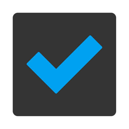 Accept icon. This flat rounded square button uses white and gray colors and isolated on a white background.の写真素材
