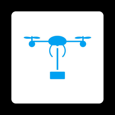 Copter shipment icon. Glyph style is blue and white colors, flat rounded square button on a black background.の写真素材