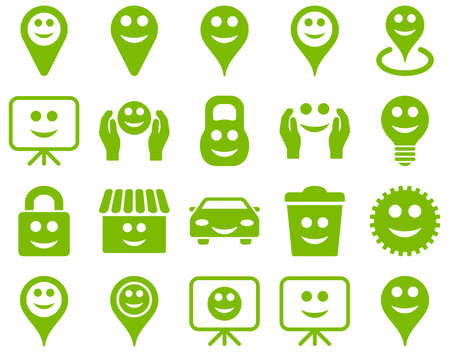 Tools, options, smiles, objects iconsのイラスト素材