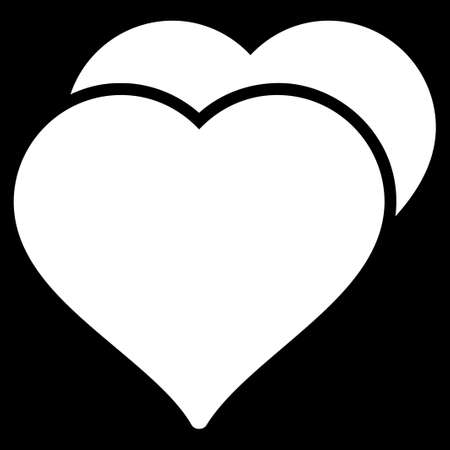 Love icon from Competition & Success Bicolor Icon Set. Glyph style is flat symbols, white color, rounded angles, black background.の写真素材