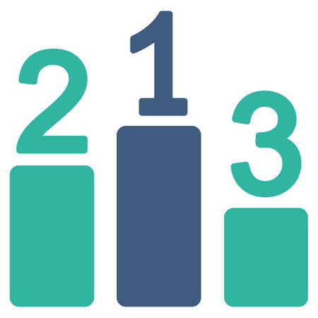Pedestal icon from Competition & Success Bicolor Icon Set. Vector style is flat bicolor symbols, cobalt and cyan colors, rounded angles, white background.のイラスト素材