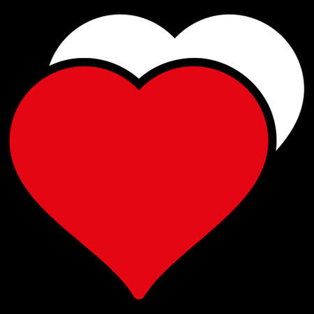 Love icon from Competition & Success Bicolor Icon Set. Vector style is flat bicolor symbols, red and white colors, rounded angles, black background.のイラスト素材