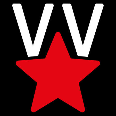 Victory icon from Competition & Success Bicolor Icon Set. Vector style is flat bicolor symbols, red and white colors, rounded angles, black background.のイラスト素材