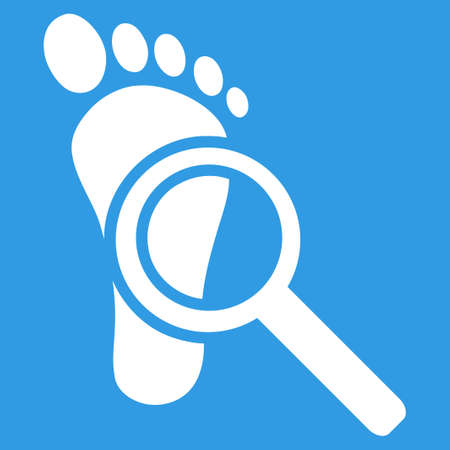 Audit icon. Vector style is flat symbol, white color, rounded angles, blue background.のイラスト素材
