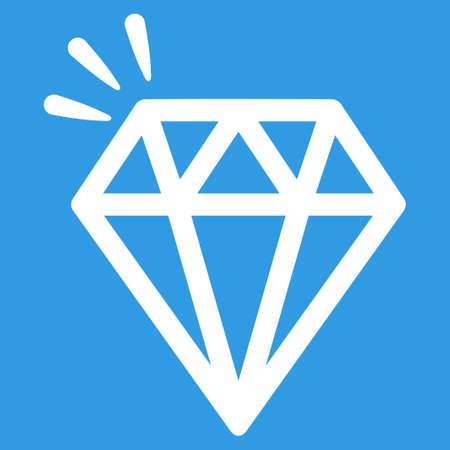 Crystal icon. Vector style is flat symbol, white color, rounded angles, blue background.のイラスト素材