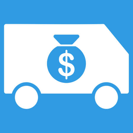 Collector Car icon. Vector style is flat symbol, white color, rounded angles, blue background.のイラスト素材