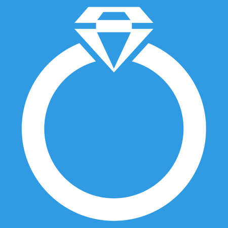 Diamond Ring icon. Vector style is flat symbol, white color, rounded angles, blue background.のイラスト素材