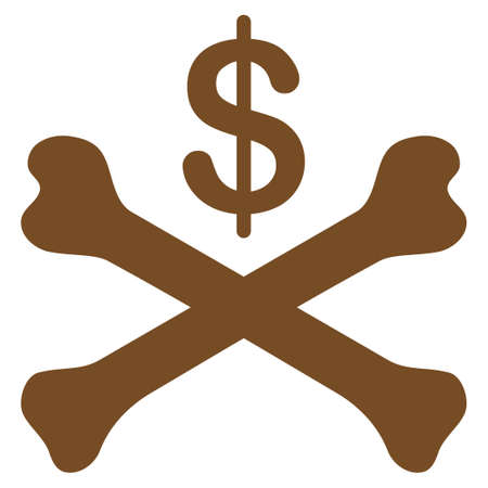 Bankruptcy icon. Glyph style is flat symbol, brown color, rounded angles, white background.の写真素材