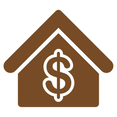 Mortgage icon. Glyph style is flat symbol, brown color, rounded angles, white background.の写真素材