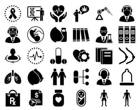Medical Icon Set. These flat icons use black color. Glyph images are isolated on a white background.の写真素材