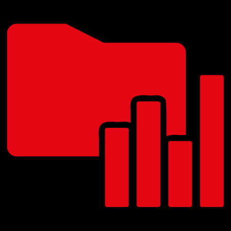 Charts Folder icon. This flat vector symbol uses red color, rounded angles, and isolated on a black background.のイラスト素材
