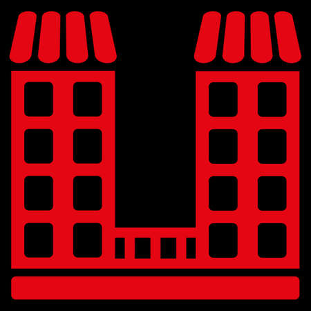 Company icon. This flat vector symbol uses red color, rounded angles, and isolated on a black background.のイラスト素材