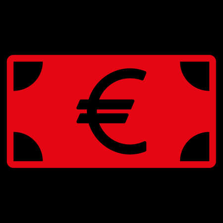 Euro Banknote icon. This flat vector symbol uses red color, rounded angles, and isolated on a black background.のイラスト素材