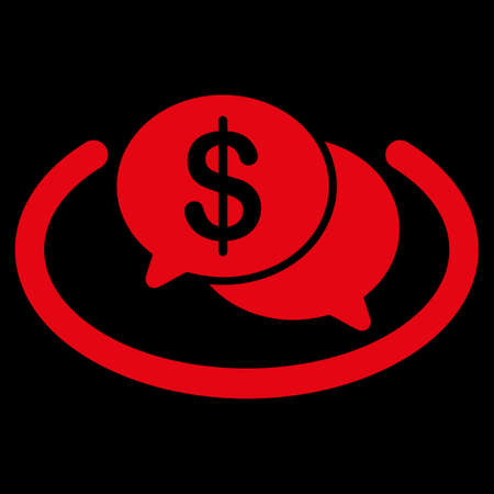Financial Network icon. This flat vector symbol uses red color, rounded angles, and isolated on a black background.のイラスト素材