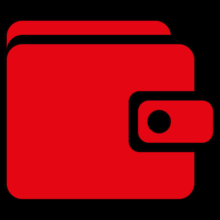 Wallet icon. This flat vector symbol uses red color, rounded angles, and isolated on a black background.のイラスト素材