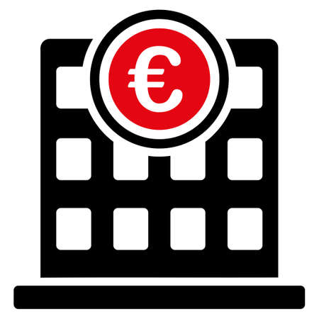 Company building  icon. Vector style is flat bicolor, intensive red and black symbol, rounded angles, white background.のイラスト素材