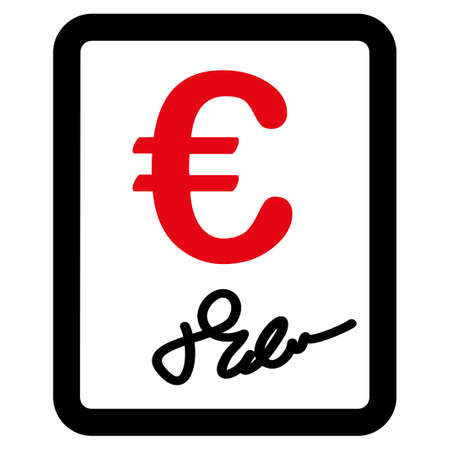 Contract  icon. Vector style is flat bicolor, intensive red and black symbol, rounded angles, white background.のイラスト素材