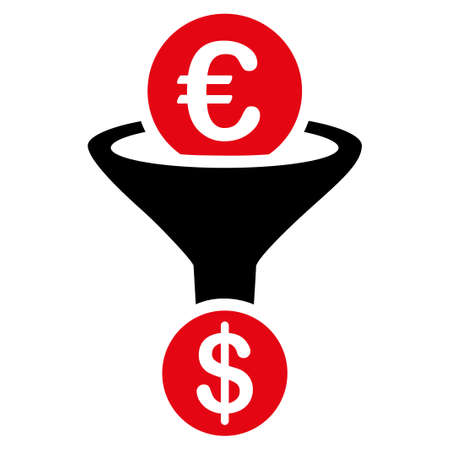 Currency conversion  icon. Vector style is flat bicolor, intensive red and black symbol, rounded angles, white background.のイラスト素材