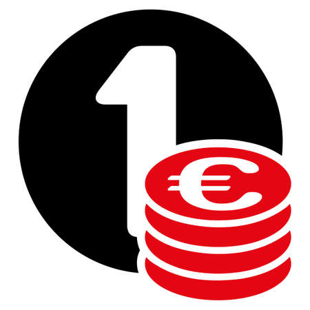 Euro coin column  icon. Vector style is flat bicolor, intensive red and black symbol, rounded angles, white background.のイラスト素材
