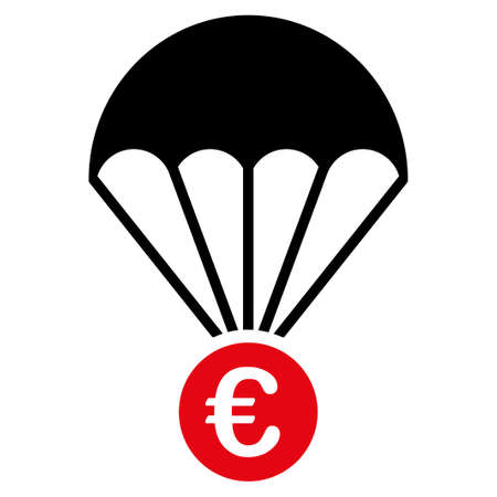 Papachute  icon. Vector style is flat bicolor, intensive red and black symbol, rounded angles, white background.のイラスト素材