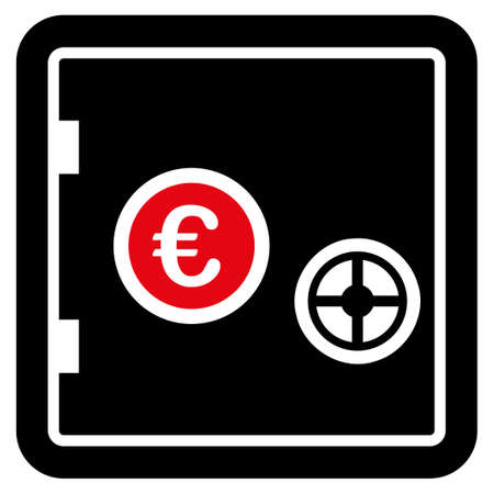 Safe  icon. Vector style is flat bicolor, intensive red and black symbol, rounded angles, white background.のイラスト素材
