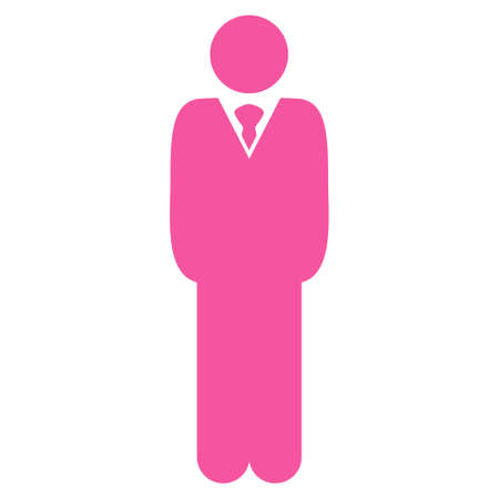 Manager icon. This flat glyph symbol uses pink color, rounded angles, and isolated on a white background.の写真素材