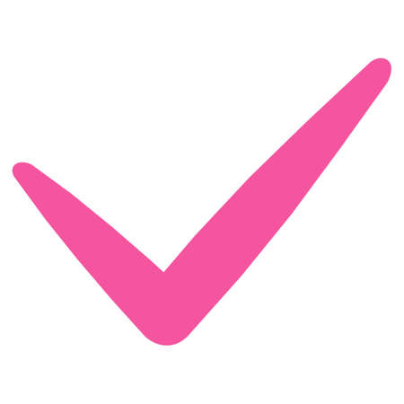 Yes icon. This flat glyph symbol uses pink color, rounded angles, and isolated on a white background.の写真素材