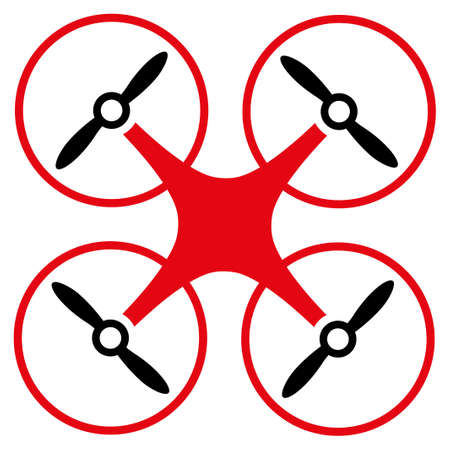 Copter icon. Style is flat bicolor symbol, intensive red and black colors, rounded angles, white background.の写真素材