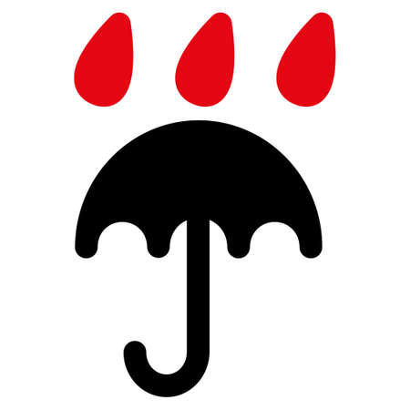 Rain protection icon. Style is flat bicolor symbol, intensive red and black colors, rounded angles, white background.の写真素材