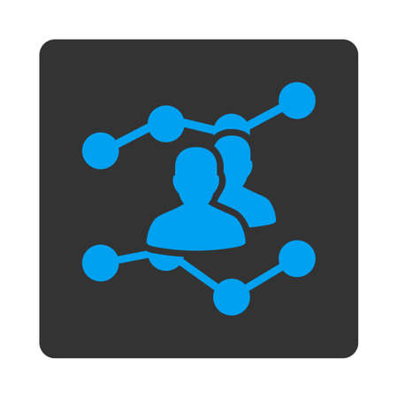 Audience Trends vector icon. This flat rounded square button uses blue and gray colors and isolated on a white background.のイラスト素材