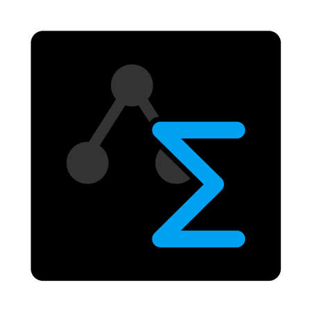 Analysis icon. This flat rounded square black button uses gray and blue colors and isolated on a white background.の写真素材