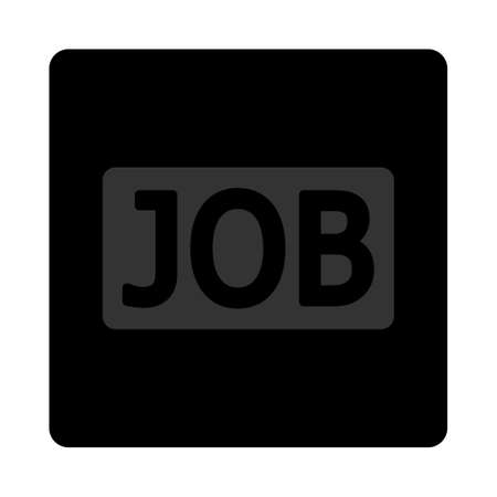 Job icon. Glyph style is bicolor flat symbol, gray and light blue colors, black rounded square button, white background.の写真素材