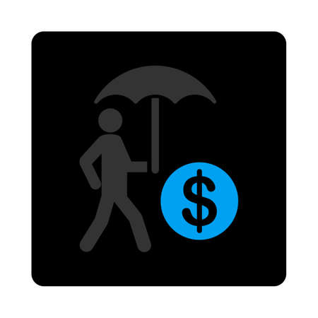 Financial insurance icon. Vector style is gray and light blue colors, flat rounded square black button on a white background.のイラスト素材