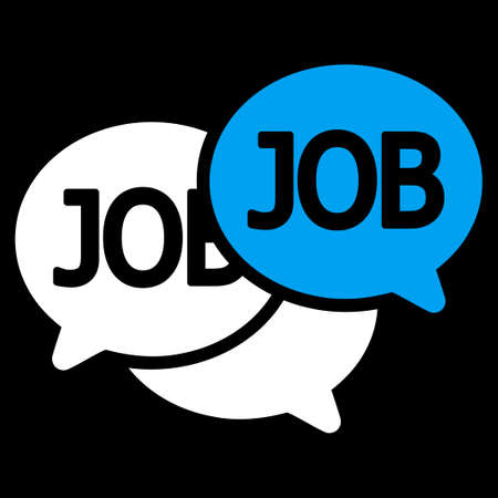 Labor Market icon. This flat raster symbol uses blue and white colors, rounded angles, and isolated on a black background.の写真素材