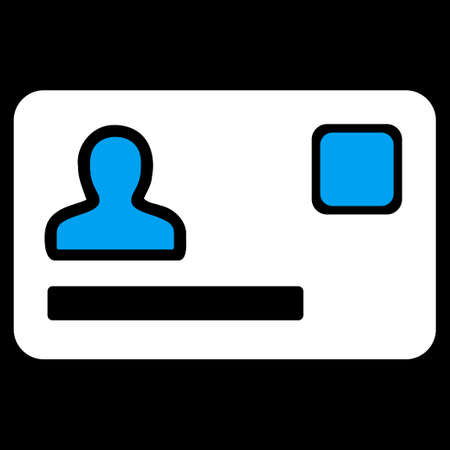 Banking Card icon. This flat raster symbol uses blue and white colors, rounded angles, and isolated on a black background.の写真素材