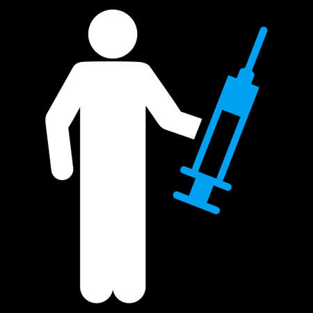 Drug dealer icon. This flat vector symbol uses blue and white colors, rounded angles, and isolated on a black background.のイラスト素材